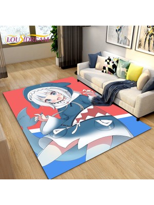 Yaci Shop No.25 Tarzı 100X120CM Gawr Gura Hololive Sevimli Anime Köpekbalığı Alan Kilim, Oturma Odası Yatak Odası Kanepe Paspas Dekorasyon Için Halı Halı, Çocuklar Kaymaz Zemin Mat (Yurt Dışından)