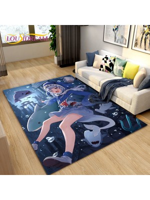 Yaci Shop No.25 Tarzı 100X120CM Gawr Gura Hololive Sevimli Anime Köpekbalığı Alan Kilim, Oturma Odası Yatak Odası Kanepe Paspas Dekorasyon Için Halı Halı, Çocuklar Kaymaz Zemin Mat (Yurt Dışından)