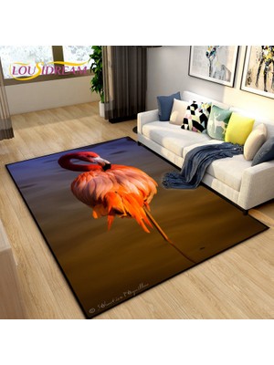 Yaci Shop No.7 Tarzı 80X120CM 3D Iskandinav Yaratıcı Flamingo Kuş Alan Kilim, Halı Kilim Oturma Odası Yatak Odası Kanepe, Mutfak Banyo Paspas Kaymaz Zemin Mat (Yurt Dışından)