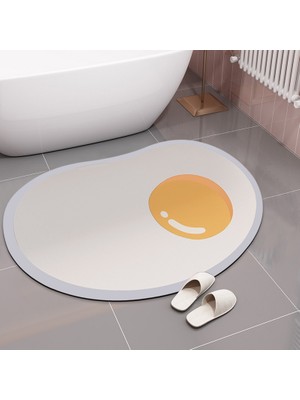 Yaci Shop S2 Stili 3l Komik Banyo Paspas Giriş Paspas Emici Hızlı Kuru Banyo Halısı Haşlanmış Yumurta Kabuğu Duş Odası Mat Yumuşak Mutfak Ayak Pedi (Yurt Dışından)