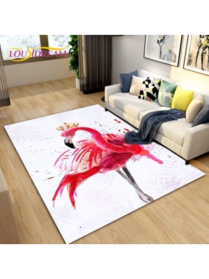 Yaci Shop No.9 Stili 100X120CM 3D Iskandinav Yaratıcı Flamingo Kuş Alan Kilim, Halı Kilim Oturma Odası Yatak Odası Kanepe, Mutfak Banyo Paspas Kaymaz Zemin Mat (Yurt Dışından)