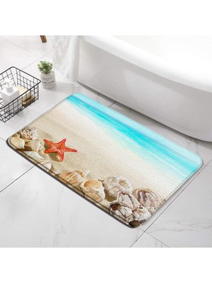 Yaci Shop 4263T-DD Stili 45X75CM Kum Plaj Mutfak Banyo Paspas Deniz Kabuğu Denizyıldızı Halılar Ev Odası Dekor Kaymaz Yumuşak Banyo Halıları Giriş Paspas Ayak Mat (Yurt Dışından)