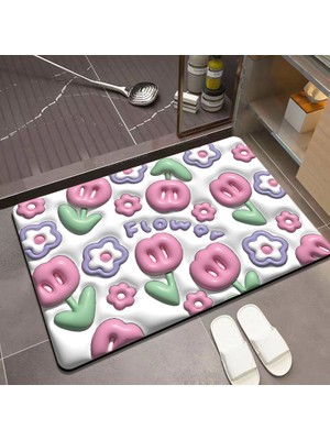 Yaci Shop Siyah Stil 40X60CM 3D Versiyonu Banyo Paspasları Hızlı Kuru Optik Illusion Halılar Banyo Kahve Drenaj Mat Emici Kaymaz Duş Pedi Mutfak Paspas (Yurt Dışından)