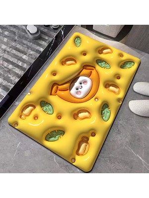 Yaci Shop Siyah Stil 40X60CM 3D Versiyonu Banyo Paspasları Hızlı Kuru Optik Illusion Halılar Banyo Kahve Drenaj Mat Emici Kaymaz Duş Pedi Mutfak Paspas (Yurt Dışından)