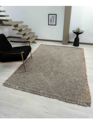 Carpetrium Home Antique Prm Stone - Dört Tarafı Saçaklı Pamuklu Yıkanabilir Kilim