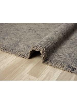 Carpetrium Home Antique Prm Stone - Dört Tarafı Saçaklı Pamuklu Yıkanabilir Kilim