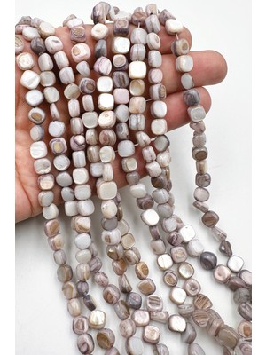 Ebruli Boncuk Doğal Basık Renkli Sedef Boncuk Takı Yapımı Aksesuar Bead (1 Dizi)