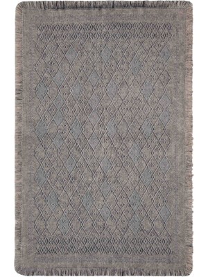 Carpetrium Home Antique Prm Stone - Dört Tarafı Saçaklı Pamuklu Yıkanabilir Kilim