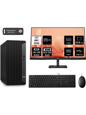 Hp Pro Tower 400 G9 Intel Core I7 12700 36GB 512GB SSD RX550/4GB 23.8" Fhd Monitör Fdos 6U3M9EA Masaüstü Bilgisayar & Per4 USB Bellek 6U3M9EAMNT1332