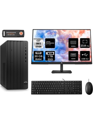 Hp Pro Tower 290 G9 Intel Core I5 12500 20GB 1tb SSD RX550/4GB 23.8" Fhd Monitör Fdos 6D3A5EA Masaüstü Bilgisayar & Per4 USB Bellek 6D3A5EAMNT1318