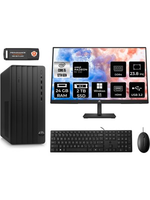 Hp Pro Tower 290 G9 Intel Core I5 12500 24GB 2tb SSD RX550/4GB 23.8" Fhd Monitör W11H 6D3A5EA Masaüstü Bilgisayar & Per4 USB Bellek 6D3A5EAMNT1374