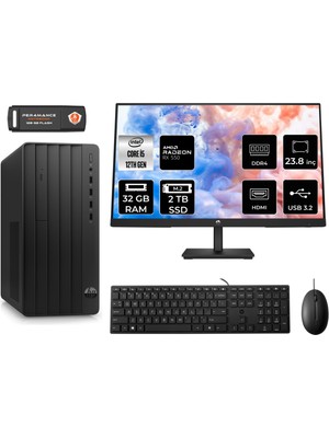 Hp Pro Tower 290 G9 Intel Core I5 12500 32GB 2tb SSD RX550/4GB 23.8" Fhd Monitör Fdos 6D3A5EA Masaüstü Bilgisayar & Per4 USB Bellek 6D3A5EAMNT1329