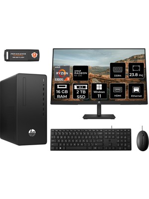 Hp 295 G9 Amd Ryzen 3 5300G 16GB 2tb SSD RX550/4GB 23.8" Fhd Monitör W11P 6D391EA Masaüstü Bilgisayar & Per4 USB Bellek 6D391EAMNT1414