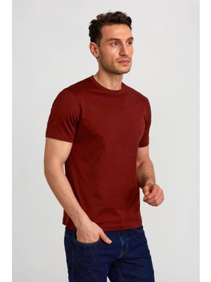 Bisse Süprem Kumaş O Yaka Bakır Erkek T-Shirt TSNOS24Y24101_D63