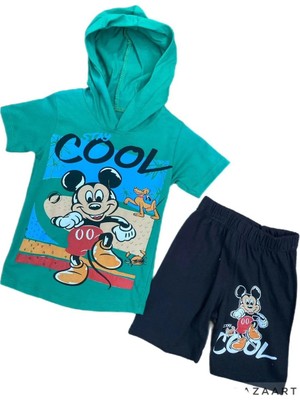 Alp Kids Mickey Mouse Cool Baskılı Şapkalı Yazlık Erkek Çocuk Takım