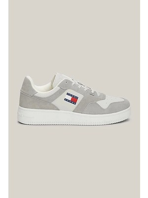 Tommy Hilfiger Erkek Deri Bağcıklı Gri Sneaker