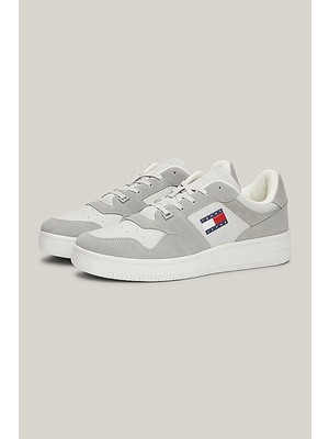 Tommy Hilfiger Erkek Deri Bağcıklı Gri Sneaker