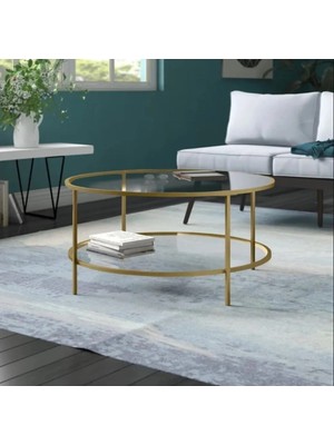 Tino Furniture Roma Gold 2 Raflı Orta Sehpa Temperli Cam (Kırılmaz)