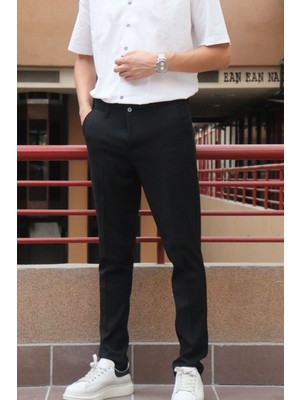 Yakamel Erkek Dar Kesim Günlük Esnek Kumaş Pantolon