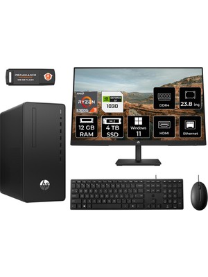 Hp 295 G9 Amd Ryzen 3 5300G 12GB 4tb SSD GT730/4GB 23.8" Fhd Monitör W11H 6D391EA Masaüstü Bilgisayar & Per4 USB Bellek 6D391EAMNT2360