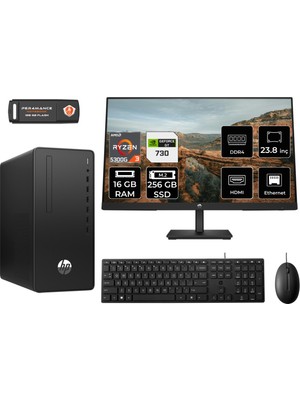 Hp 295 G9 Amd Ryzen 3 5300G 16GB 256GB SSD GT730/4GB 23.8" Fhd Monitör Fdos 6D391EA Masaüstü Bilgisayar & Per4 USB Bellek 6D391EAMNT2311