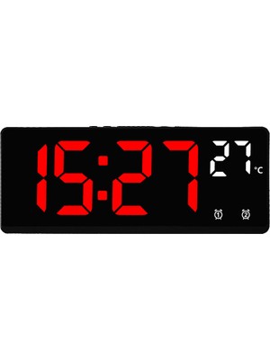 Xiaoba2 Kırmızı Ses Kontrolü Dijital Çalar Saat Sıcaklık Çift Alarm Erteleme Masaüstü Masa Saati Gece Modu 12/24H LED Saat Saat Masa Saati (Yurt Dışından)