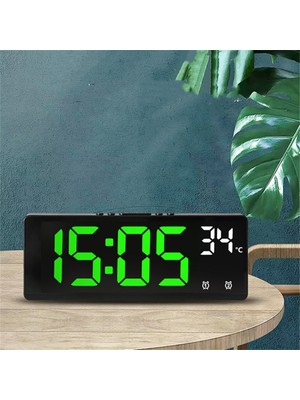 Xiaoba2 Kırmızı Ses Kontrolü Dijital Çalar Saat Sıcaklık Çift Alarm Erteleme Masaüstü Masa Saati Gece Modu 12/24H LED Saat Saat Masa Saati (Yurt Dışından)