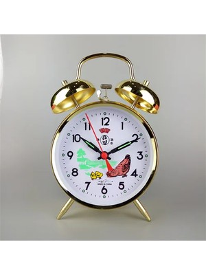 Xiaoba2 17X12 cm Mekanik Clockwork Çalar Saat Vintage Tavuk Yeme Pirinç Metal Masa Saati Metal Yatak Odası Başucu Büyük Boy Çan Saatler Hediye (Yurt Dışından)