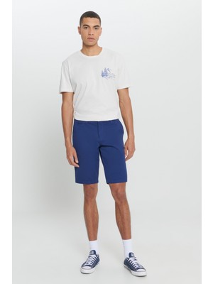 Altınyıldız Classics Erkek Indigo Slim Fit Dar Kesim Armürlü %100 Pamuk Casual Chino Şort