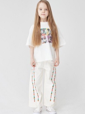 Escabel Kız Çocuk Cepli Etnik Nakışlı Pantolon