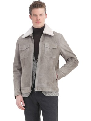 Ramsey Vizon Regular Fit Gömlek Yaka Casual Süet Deri Mont