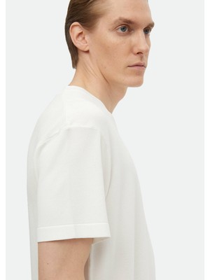 Ekru Bisiklet Yaka Düz Örgü Triko