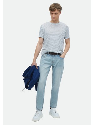 Ramsey Mavi Düz Regular Fit Denim Pamuk Karışımlı Pantolon
