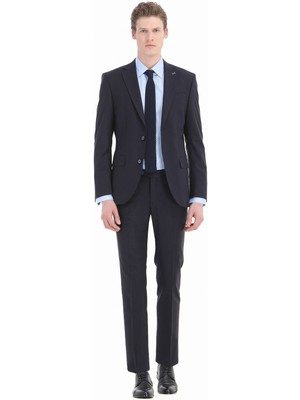 Ramsey Lacivert Düz Modern Fit Yün Karışımlı Takım Elbise
