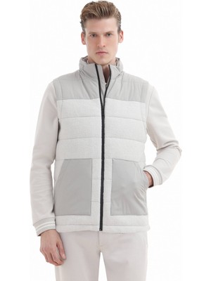 Ramsey Ekru Regular Fit Dik Yaka Casual Dokuma Spor Yelek