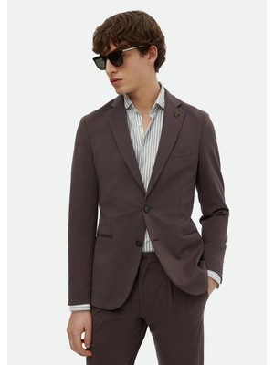Ramsey Bordo Düz Comfort Fit Örme Takım Elbise