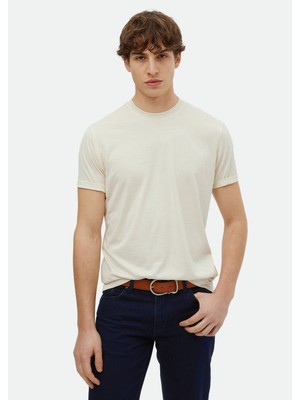 Ramsey Ekru Düz İpek Karışımlı T-Shirt
