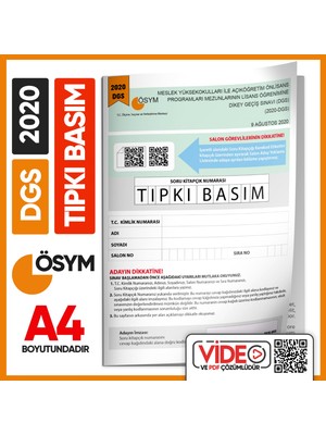 İnformal Yayınları DGS 2020 ÖSYM Tıpkı Basım Türkiye Geneli Dijital Çözümlü Çıkmış Soru Deneme Kitapçığı
