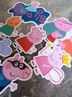 Hiras Dizayn Peppa Pig Pembe Domuz Büyük Pasta Kürdanı Pasta Süsü Cupcake Pasta Doğum Günü Süsleri 7 Parça