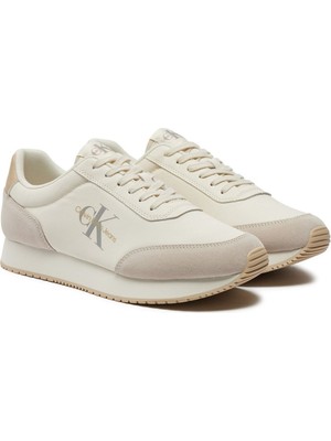 Calvin Klein Erkek Marka Logolu Kaydırmaz Taban Bağcıklı Bej Sneaker YM0YM01032-0GI