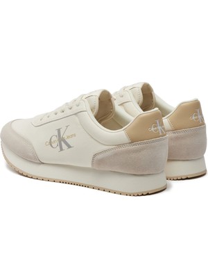 Calvin Klein Erkek Marka Logolu Kaydırmaz Taban Bağcıklı Bej Sneaker YM0YM01032-0GI