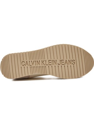 Calvin Klein Erkek Marka Logolu Kaydırmaz Taban Bağcıklı Bej Sneaker YM0YM01032-0GI