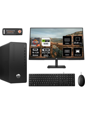 Hp 295 G9 Amd Ryzen 3 5300G 16GB 512GB SSD GT1030/4GB 23.8" Fhd Monitör Fdos 6D391EA Masaüstü Bilgisayar & Per4 USB Bellek 6D391EAMNT3312