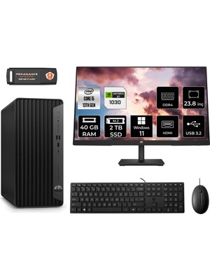 Hp Pro Tower 290 G9 Intel Core I5 13500 40GB 2tb SSD GT1030/4GB 23.8" Fhd Monitör W11H 8T2W9ES Masaüstü Bilgisayar & Per4 USB Bellek 8T2W9ESMNT3389