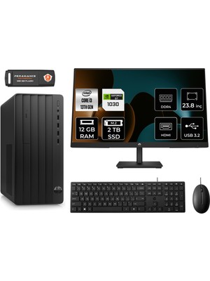 Hp Pro Tower 290 G9 Intel Core I3 13100 12GB 2tb SSD GT1030/4GB 23.8" Fhd Monitör Fdos 8T2X0ES Masaüstü Bilgisayar & Per4 USB Bellek 8T2X0ESMNT3309