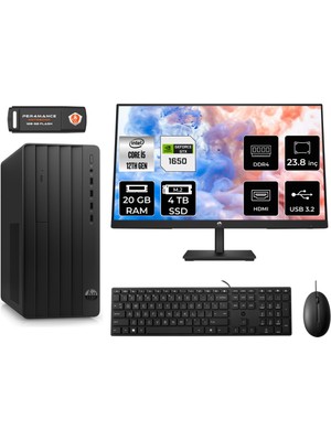 Hp Pro Tower 290 G9 Intel Core I5 12500 20GB 4tb SSD GTX1650/4GB 23.8" Fhd Monitör Fdos 6D3A5EA Masaüstü Bilgisayar & Per4 USB Bellek 6D3A5EAMNT4320
