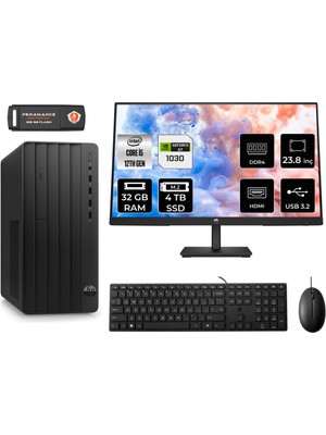 Hp Pro Tower 290 G9 Intel Core I5 12500 32GB 4tb SSD GT1030/4GB 23.8" Fhd Monitör Fdos 6D3A5EA Masaüstü Bilgisayar & Per4 USB Bellek 6D3A5EAMNT3330