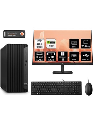 Hp Pro Tower 400 G9 Intel Core I7 12700 8gb 4tb SSD GTX1650/4GB 23.8" Fhd Monitör W11H 6U3M9EA Masaüstü Bilgisayar & Per4 USB Bellek 6U3M9EAMNT4355