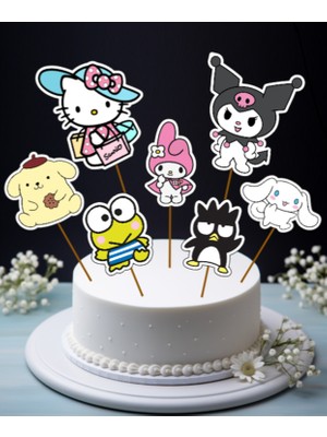 Hiras Dizayn Sanrio Hello Kitty Kuromi Büyük Pasta Kürdanı Pasta Süsü Cupcake Pasta Doğum Günü Süsleri 7 Parça