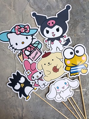 Hiras Dizayn Sanrio Hello Kitty Kuromi Büyük Pasta Kürdanı Pasta Süsü Cupcake Pasta Doğum Günü Süsleri 7 Parça